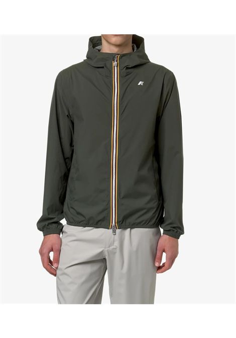 Giubbino K-way uomo K5127QW WMR Jack stretch dot verde black torba logo cappuccio K-WAY | Giubbini | K5127QWWMR