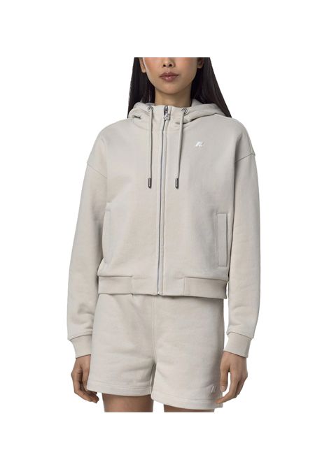 Felpa K-Way Arwen French Terry donna K7127YW Beige coulisse tinta unita tasche comoda K-WAY | Felpe | K7127YW634