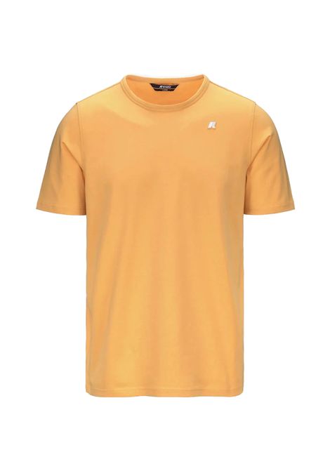 T-shirt K-Way Adame uomo K71349W Arancione tinta unita cotone elasticizzato logo K-WAY | T-shirt | K71349WWBV