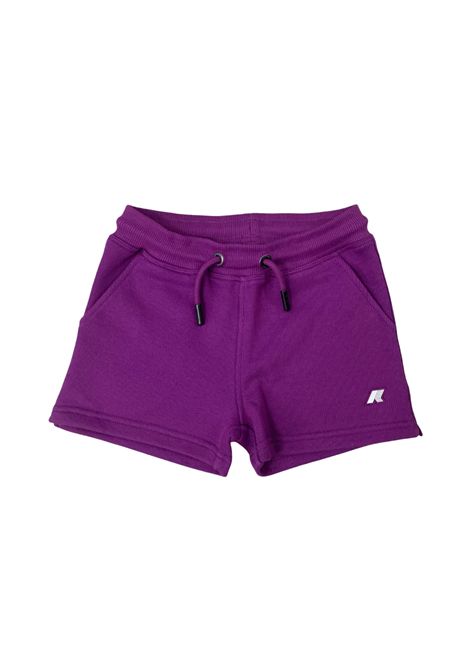 Short K-Way bambina K8136QW Viola tinta unita coulisse due tasche logo K-WAY | Shorts | K8136QW521