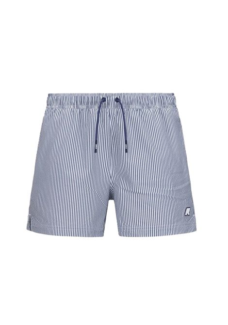 Costume K-way uomo K8141KW B0J blu bianco hazel mid stripes K-WAY | Costumi | K8141KWB0J