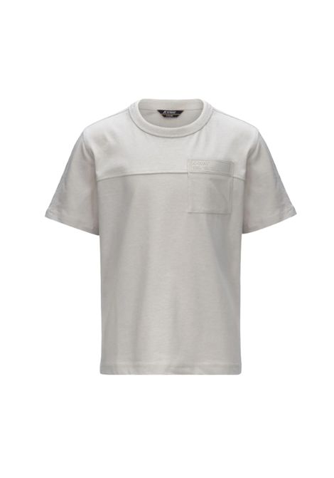 T-shirt K-Way Fanton Pocket bambino K81431W Beige tinta unita girocollo a costine taschino logo K-WAY | T-shirt | K81431WR634