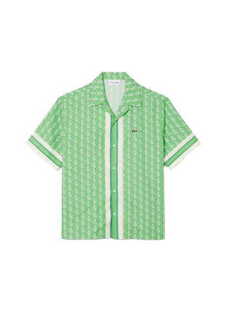 Camicia Lacoste uomo CH9094GIQ verde monogramma LACOSTE | Camicia | CH9094GIQ