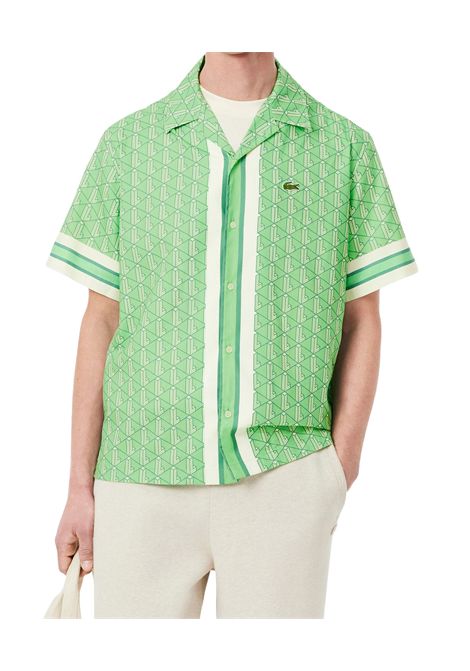 Camicia Lacoste uomo CH9094GIQ verde monogramma LACOSTE | Camicia | CH9094GIQ