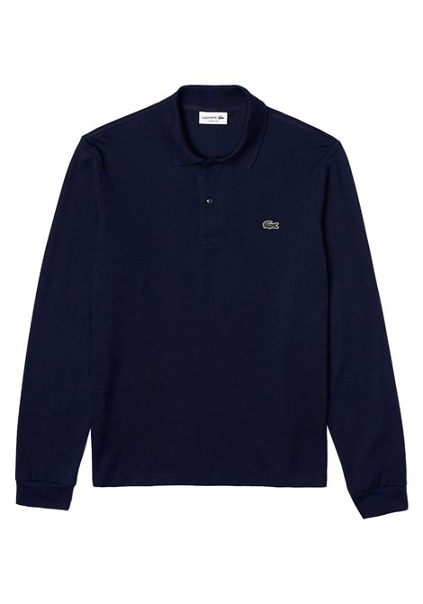 Polo Lacoste uomo L1312 Blu maniche lunghe tinta unita cotone logo taglio classico LACOSTE | Polo | L1312166