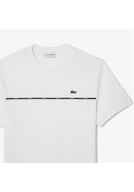 T-shirt Lacoste uomo TH9842 001 bianco con profilo logato LACOSTE | T-shirt | TH9842001
