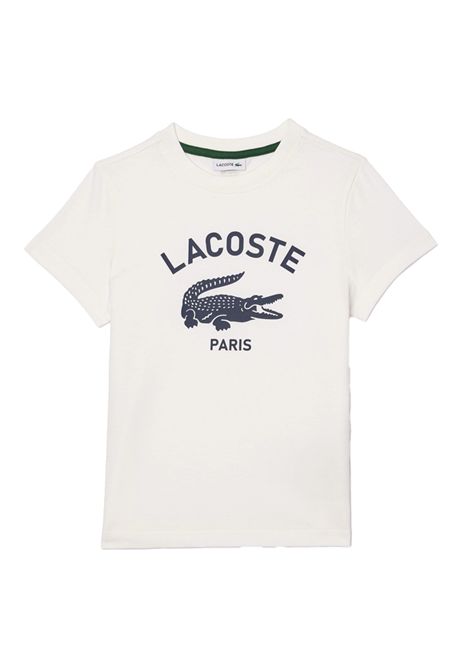 T-shirt Lacoste bambino TJ3003 70V bianca girocollo stampa LACOSTE | T-shirt | TJ300370V