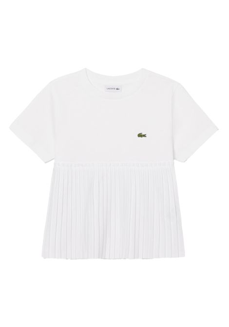 T-shirt Lacoste bambina TJ8445R001 bianca plissettata LACOSTE | T-shirt | TJ8445R001