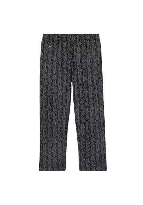 Pantalone Lacoste bambino XJ1232R Nero poliestere cotone taglio comodo monogramma maglia jacquard tasche LACOSTE | Pantaloni | XJ1232R4PC