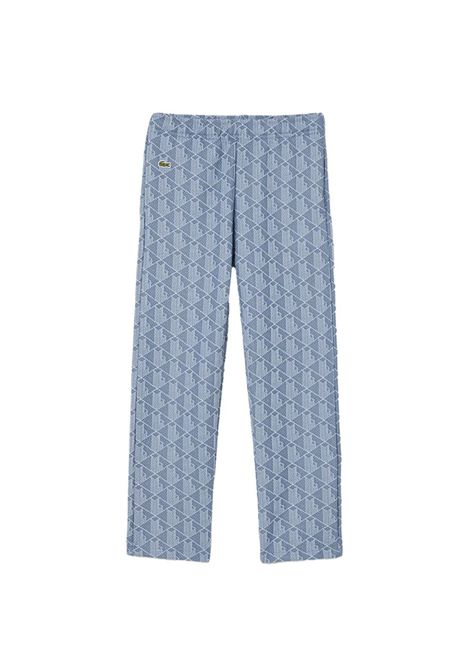 Pantalone Lacoste bambino XJ1232R Celeste taglio comodo maglia jacquard tasche LACOSTE | Pantaloni | XJ1232RHGI