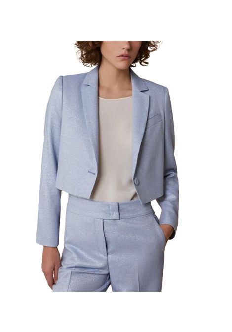 Blazer Pennyblack donna Edere 2511041172200 Celeste cropped cotone viscosa lurex PENNYBLACK | 2511041172200001