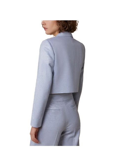 Blazer Pennyblack donna Edere 2511041172200 Celeste cropped cotone viscosa lurex PENNYBLACK | Blazer | 2511041172200001