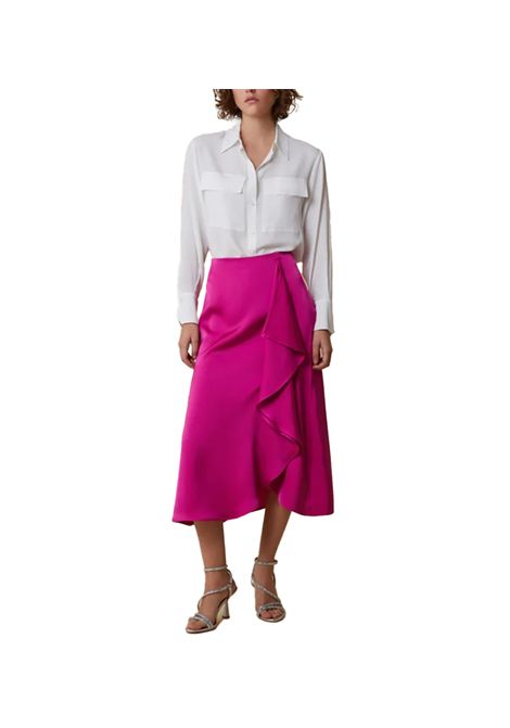 Gonna Pennyblack donna Emerson 2511101062200 Fucsia volant asimmetrico raso fluido linee svasate PENNYBLACK | Gonne | 2511101062200002