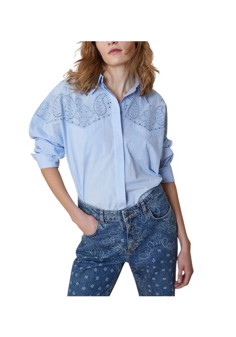 Camicia Pennyblack donna Rostok 2511111013200 Celeste manica lunga ricami PENNYBLACK | Camicie | 2511111013200002