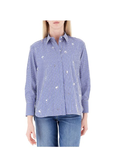 Camicia Pennyblack donna Mosa 2511111017200 Celeste cotone righe maniche lunghe PENNYBLACK | Camicie | 2511111017200001