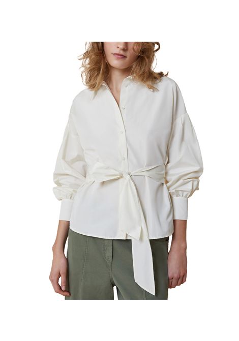 Camicia Pennyblack donna Zelanda 2511111042200 Beige taffettà cotone maniche baloon carrè PENNYBLACK | Camicie | 2511111042200001