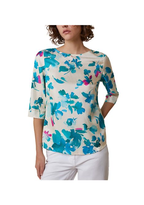 Blusa Pennyblack donna Fiamma 2511111162200 Fantasia seta stampata scollo a barchetta maniche trequarti spacchetti PENNYBLACK | Bluse | 2511111162200001
