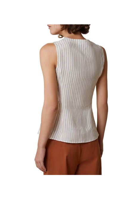 Camicia Pennyblack donna Puffo 2511111233200 Bianca/beige righe slim pinces al busto PENNYBLACK | Camicie | 2511111233200006