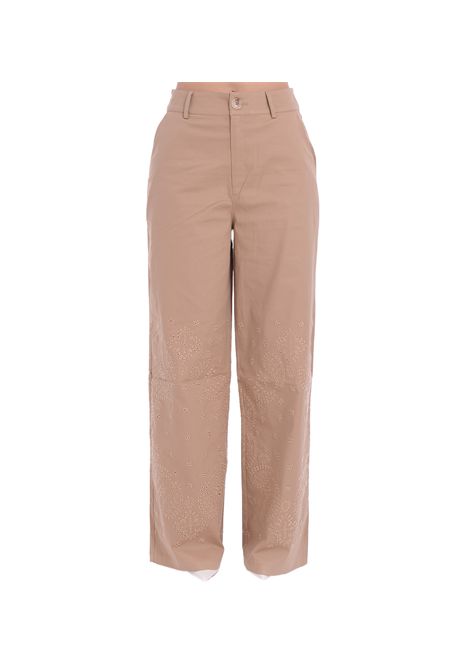 Pantalone Pennyblack donna Tamaro 2511131013200 Beige cotone palazzo fantasia ricamata PENNYBLACK | 2511131013200001