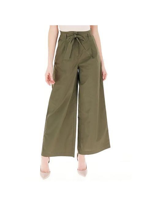 Pantalone Pennyblack donna Patner 2511131018200 Verde cotone cintura modello a palazzo PENNYBLACK | 2511131018200001