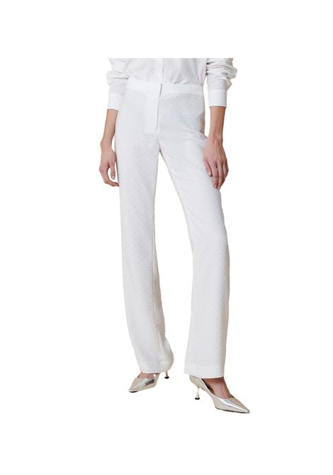 Pantalone Pennyblack donna Fabio 2511131122200 Bianco envers satin opaco micro strass all over satin lucido PENNYBLACK | 2511131122200001