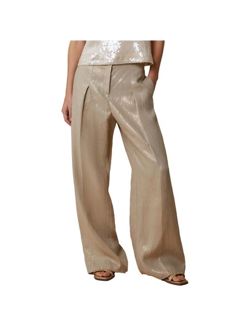 Pantalone Pennyblack donna Renania 2511131132200 Oro lino finish laminato pinces tasche PENNYBLACK | Pantaloni | 2511131132200001