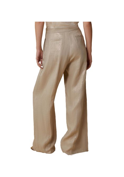 Pantalone Pennyblack donna Renania 2511131132200 Oro lino finish laminato pinces tasche PENNYBLACK | Pantaloni | 2511131132200001