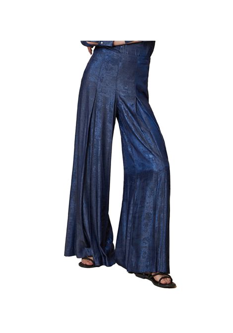 Pantalone Pennyblack donna Sandalo 2511131142200 Denim finish laminato linee ampie zip PENNYBLACK | 2511131142200004