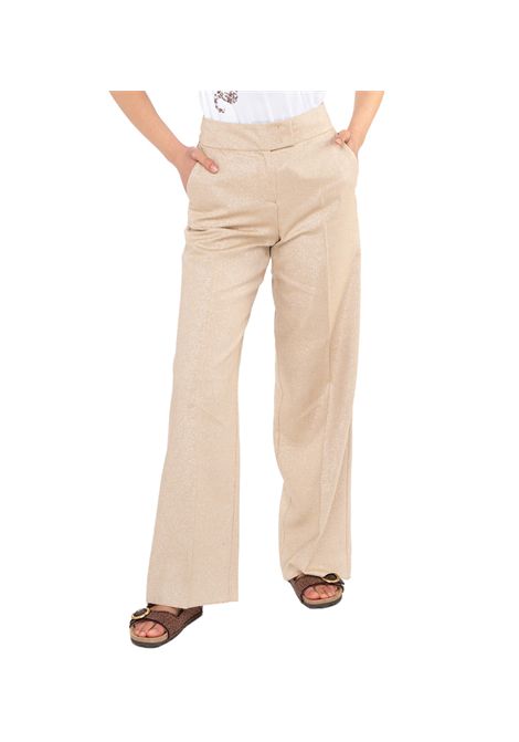 Pantalone Pennyblack donna Olga 2511131172270 Beige lurex vita regolare tasche filo ganci zip PENNYBLACK | Pantaloni | 2511131172270002