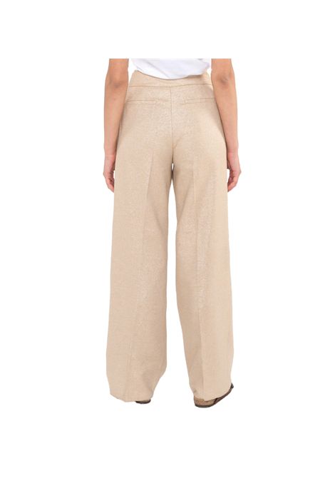 Pantalone Pennyblack donna Olga 2511131172270 Beige lurex vita regolare tasche filo ganci zip PENNYBLACK | Pantaloni | 2511131172270002