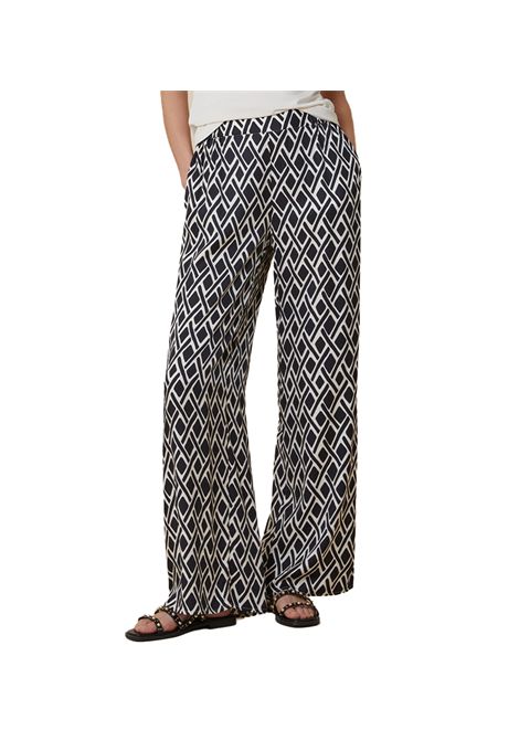 Pantalone Pennyblack donna Aldo 2511131203200 Nero/Beige twill linee ampie vita regolare PENNYBLACK | Pantaloni | 2511131203200005
