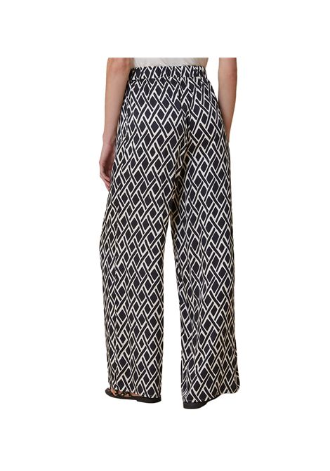 Pantalone Pennyblack donna Aldo 2511131203200 Nero/Beige twill linee ampie vita regolare PENNYBLACK | Pantaloni | 2511131203200005