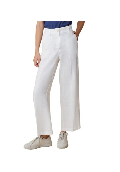 Pantalone Pennyblack donna Zuara 2511131233200 Bianco lino vita regolare tasche zip bottone PENNYBLACK | Pantaloni | 2511131233200002