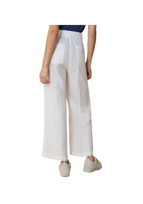 Pantalone Pennyblack donna Zuara 2511131233200 Bianco lino vita regolare tasche zip bottone PENNYBLACK | Pantaloni | 2511131233200002
