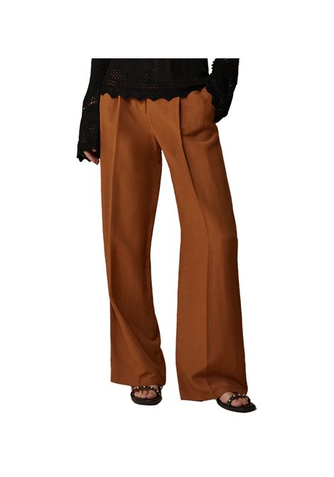 Pantalone Pennyblack donna Virgin 2511131293200 Marrone lino viscosa pinces tasche PENNYBLACK | Pantaloni | 2511131293200002
