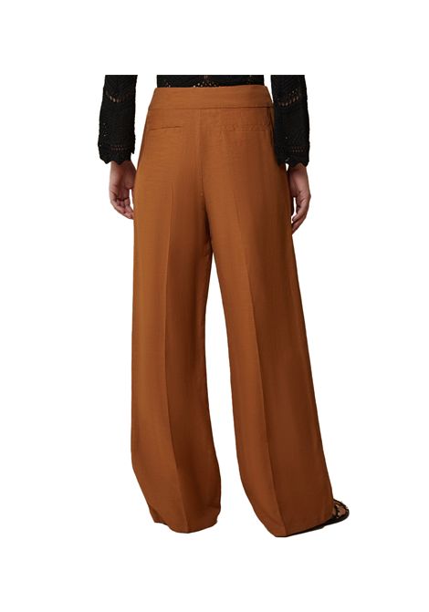 Pantalone Pennyblack donna Virgin 2511131293200 Marrone lino viscosa pinces tasche PENNYBLACK | Pantaloni | 2511131293200002