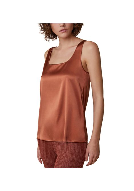 Top Pennyblack donna Panfilo 2511161082200 Marrone seta ampio scollo PENNYBLACK | Top | 2511161082200004