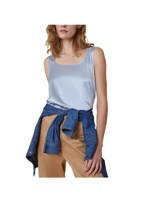 Top Pennyblack donna Panfilo 2511161082200 Celeste seta ampio scollo PENNYBLACK | Top | 2511161082200005