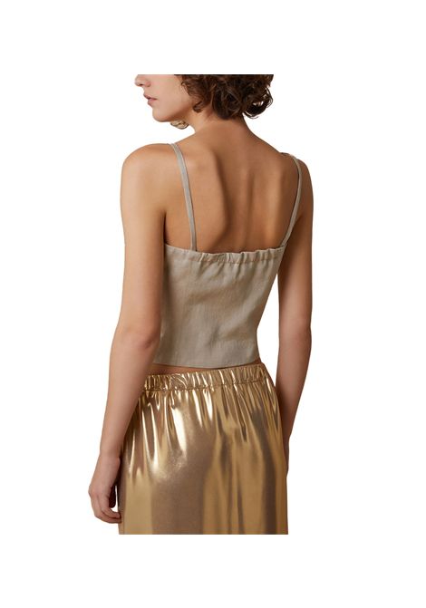 Top Pennyblack donna Calesse 2511161112200 Oro lino spalline sottili scollo a zip PENNYBLACK | Top | 2511161112200001