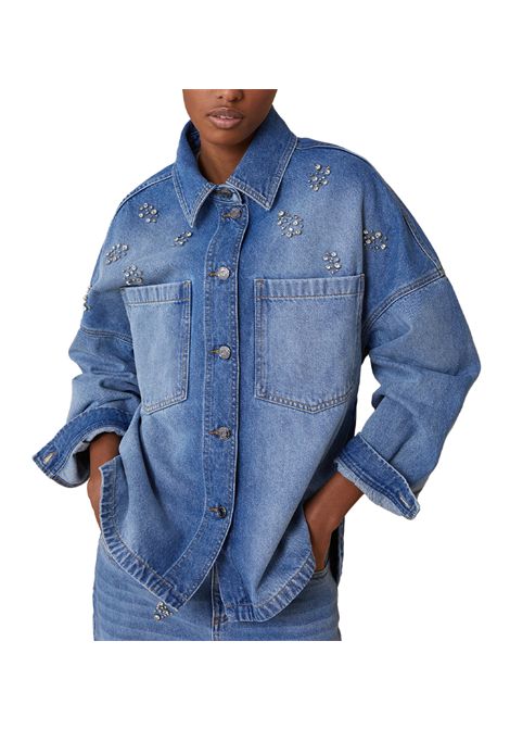 Giacca Pennyblack donna Tenna 2511191017200 Denim strass spalle scese perline PENNYBLACK | 2511191017200001