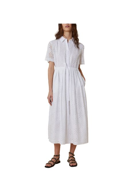 Abito Pennyblack donna Abadan 2511221038200 Bianco ricami sangallo slim coulisse tasche PENNYBLACK | Abiti | 2511221038200001