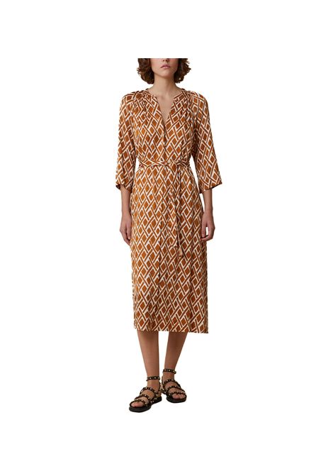 Abito Pennyblack donna Candito 2511221153200 Beige/Marrone viscosa cintura girocollo spacchi PENNYBLACK | Abiti | 2511221153200004