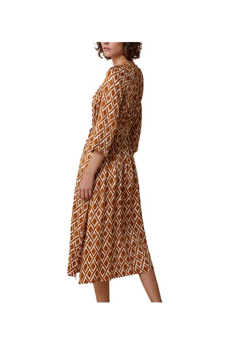 Abito Pennyblack donna Candito 2511221153200 Beige/Marrone viscosa cintura girocollo spacchi PENNYBLACK | Abiti | 2511221153200004