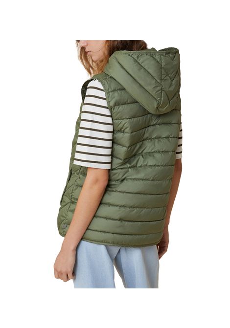 Gilet Pennyblack donna Zaffiro 2511291013200 Verde antigoccia collo con cappuccio tasche a filo PENNYBLACK | Gilet | 2511291013200004