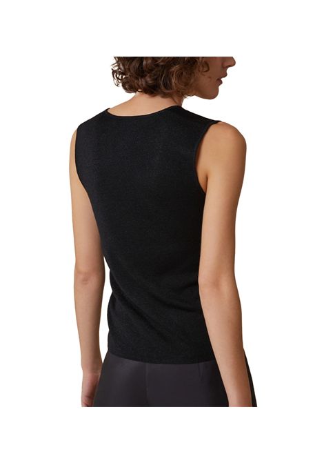 Canotta Pennyblack donna Sarchio 2511361052200 Nera costine slim viscosa lurex scollo a v PENNYBLACK | Canotte | 2511361052200005