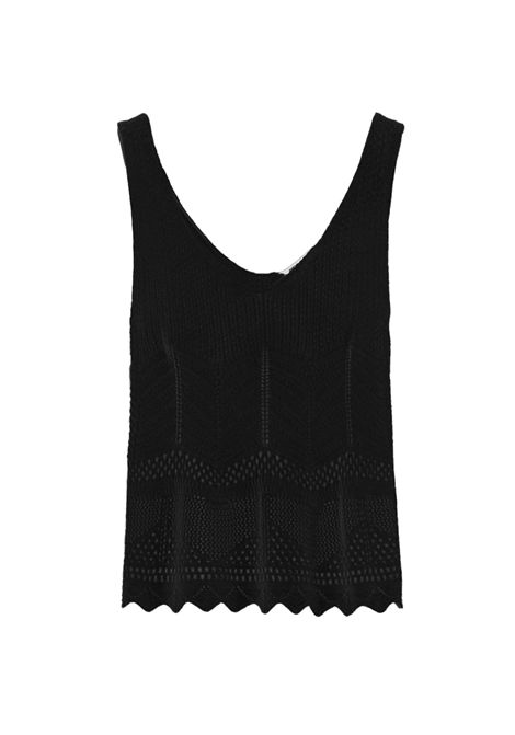 Top Pennyblack Blasone donna 2511361193200 Nero tinta unita slim scollo a v viscosa  PENNYBLACK | Top | 2511361193200004