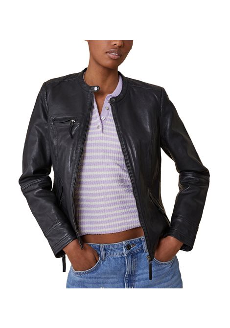 Giacca Pennyblack donna Prua 2511441017200 Nera pelle slim collo coreana bottone zip PENNYBLACK | Giacche | 2511441017200001