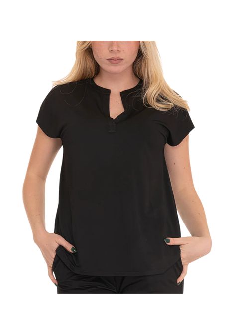 Maglia Pennyblack donna Susy 2511971046200 Nera viscosa manica corta scollo a v maniche corte a kimono PENNYBLACK | Maglie | 2511971046200005