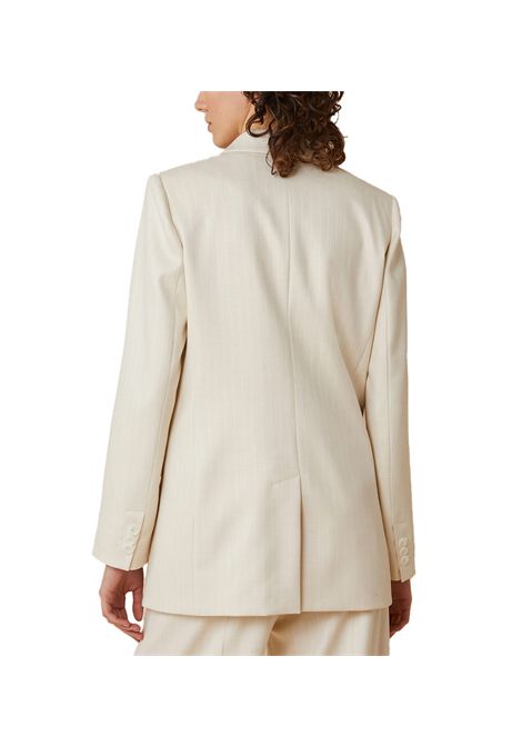 Blazer Pennyblack donna Assize 2512041022200 Beige gessato viscosa monopetto revers tasche PENNYBLACK | Blazer | 2512041022200001