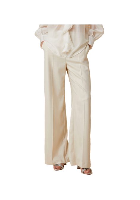 Pantalone Pennyblack donna Stresa 2512131012200 Beige gessato gancio zip passanti PENNYBLACK | Pantaloni | 2512131012200001